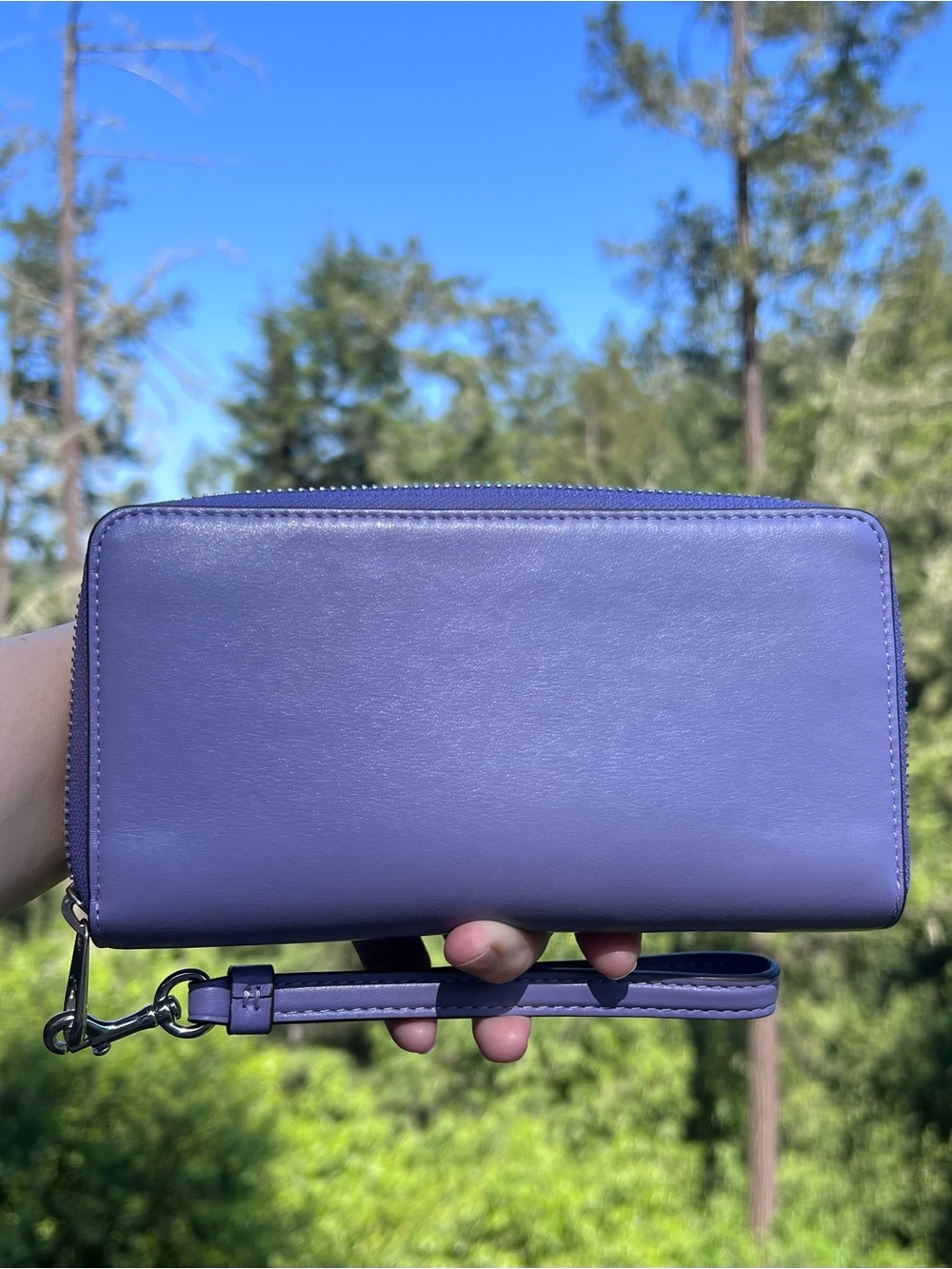 COACH Long Zip-Around Wallet Purple Smooth Leather w Silver Hardware AUTHENTIC - Picture 2 of 11